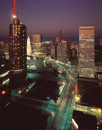 Marina City and Wacker Drive at night (HBSN-00825-S3A)