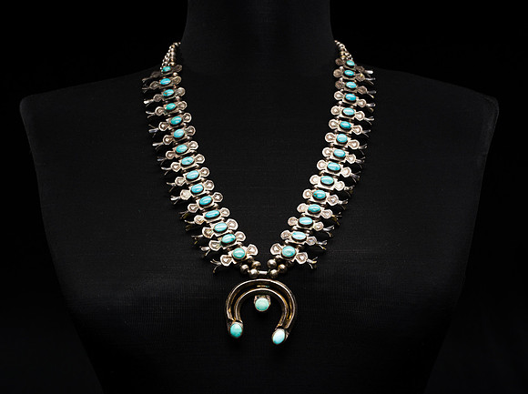 Women's silver squash blossom necklace