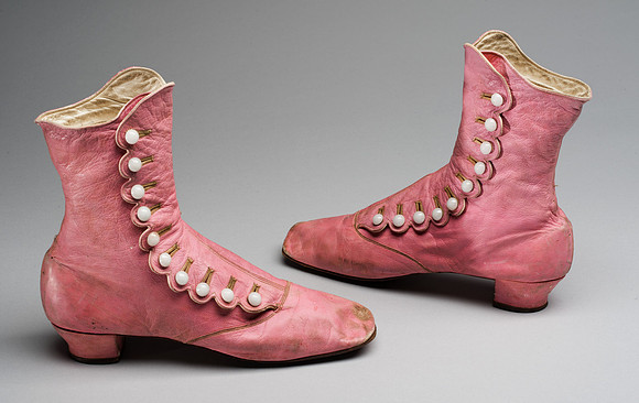 Lady's pink high button shoes