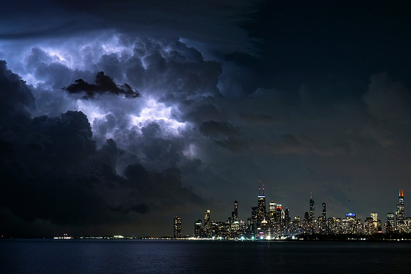 Lightening over Montrose Harbor