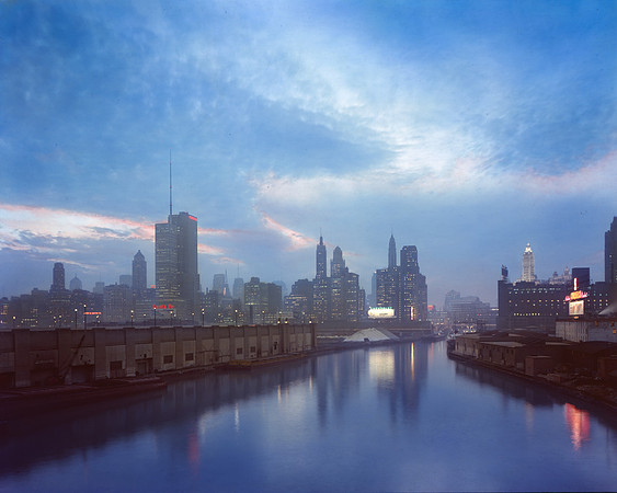 Chicago River and skyline at dusk (HBSN-00827-KA)