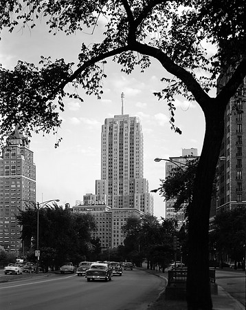 Drake Hotel and Palmolive Building from Lake Shore Drive (HBSN-00939-J)